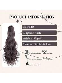Tóc giả dài 22 inch xoăn gợn sóng đuôi ngựa tổng hợp kẹp tóc giả tóc giả kẹp tóc đuôi ngựa cho phụ nữ màu nâu sợi chịu nhiệt cao tóc đuôi ngựa tự nhiên cho phụ nữ - Màu nâu Sô-cô-la - Xem 3