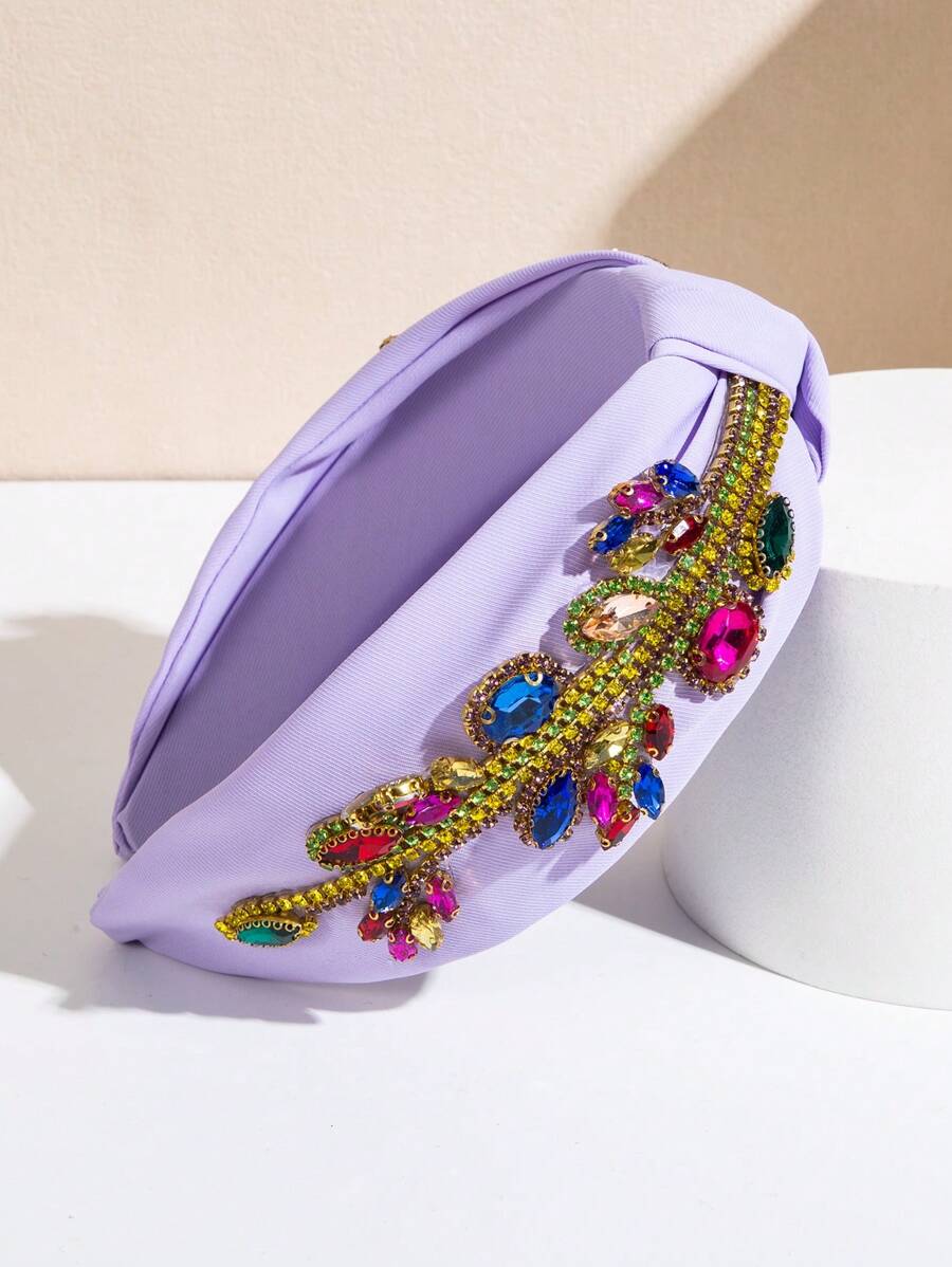 1pc Women's Wide Headband With Knotting Detail, Elegant Style - Purple - View 1