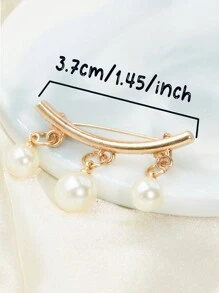 2PCS Golden Color Women Bow Knot Faux Pearl Pendant Decorate Button Pin Traditional Scarf Clip For Daily Use