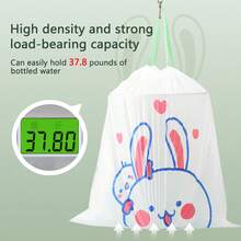1pc 5 Rolls/75pcs Rabbit Printed Plastic Garbage Bag, Thickened Large Size, Drawstring, Affordable Package, Suitable For Dormitory, Students, Kitchen Use - Happy Bunny - View 4