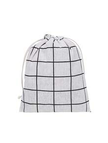 3pcs Travel Storage Bag Plaid Pattern Drawstring Design Polyester Rope Bag,Stylish Drawstring Backpack,Closet Organizer,Travel Portable Bag,Waterproof Pocket,Clothing Classified Hanging Bag - Beige - View 7