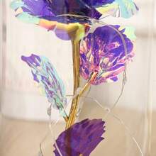 1朵人造玫瑰,花朵玫瑰金箔色彩繽紛的無限玫瑰,花朵和生日禮物適用於家居裝飾女性的獨特禮物（多色） - 彩色 - 查看 9