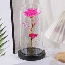 1朵人造玫瑰,花朵玫瑰金箔色彩繽紛的無限玫瑰,花朵和生日禮物適用於家居裝飾女性的獨特禮物（多色） - 彩色 - 查看 7