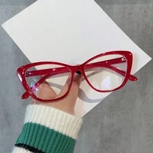 1 件女士渐变色猫眼镜框复古风格光学眼镜适合日常生活 - 紅色 - 查看 6