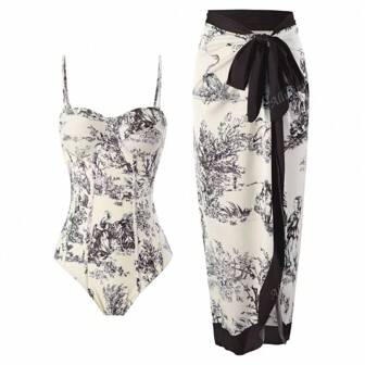 Allurini Maillot de bain une pièce affinant de style européen et américain modeste avec jupe, convenant pour la plage, le spa, la natation, taille standard pour l'été