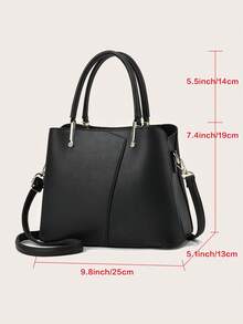 PLANEE 女士挎包 商务休闲简约纯色大容量 适合聚会 适合商务/通勤/工作/办公室 适合女性、新手和白领工作者 办公包 - 黑色 - 查看 2
