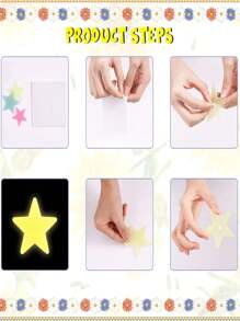 100入組塑料壁貼,發光星形壁貼適用於家居裝飾 - 彩色 - 查看 4