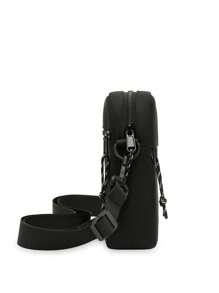 男士小号斜挎包，单肩迷你小号单肩包，斜挎小背包，轻便的男孩斜挎包，多功能，防水，适合学校户外，时尚，男士礼物，单肩包斜挎包侧包方形包黑色包，适合旅行度假，情人节男士礼物 - 黑色 - 查看 6