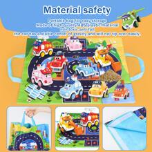 3歲男寶寶玩具車-卡通按壓式推車教育玩具,拉回和推動玩具車帶玩具收納盒和地墊,適用於幼兒 - 彩色 - 查看 3