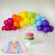 半歲一周年生日彩虹寶寶粉色芭蕾裙高腳椅裝飾,派對用品 - 五顏六色 - 查看 5