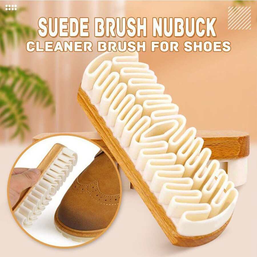 Suede & Nubuck Shoes Cleaning Brush With Rubber Eraser, Soft Bristle Brush And Shoe Scrubbing Tool - Apricot - View 1