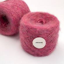 1卷diy漸層莫哈爾羊毛線,莫內風格兩色混紡線80g,現代家居手工編織用 - 玫紅色 - 查看 5