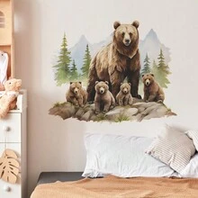 1套（2入組）卡通手繪棕熊壁貼 - 彩色 - 查看 7