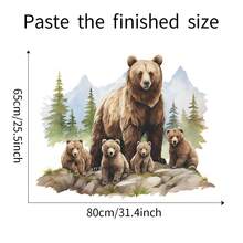 1套（2入組）卡通手繪棕熊壁貼 - 彩色 - 查看 2