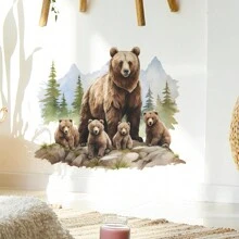 1套（2入組）卡通手繪棕熊壁貼 - 彩色 - 查看 1