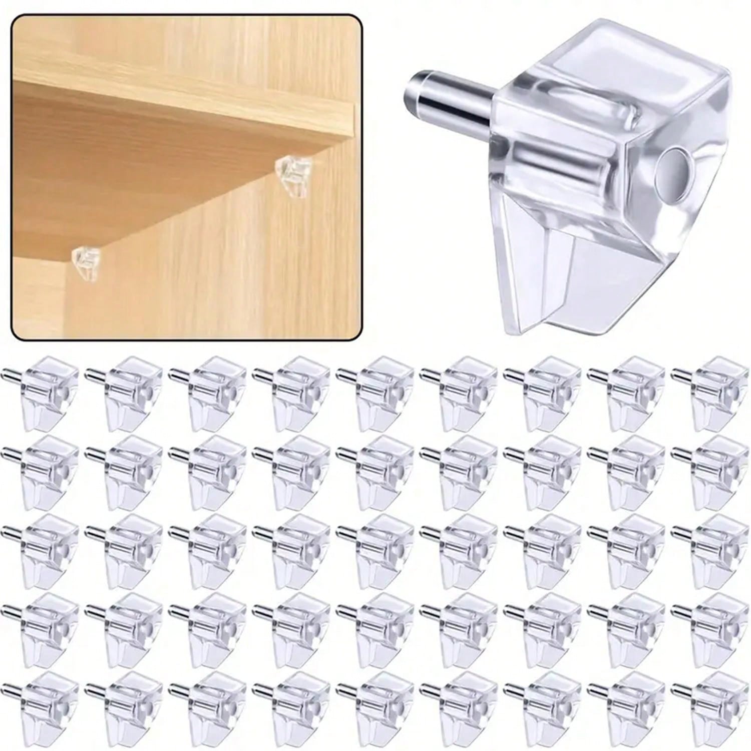50pcs Shelf Support Pegs, 5mm, Clear Plastic Replacement Shelf Pins For