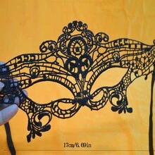 1 Pieza Accesorio Sexy De Lencería, Antifaz De Encaje Hueco - Negro - Ver 1