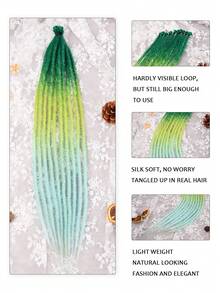 20 Inch 10 Strands Dreadlock Extensions Reggae Hip-Hop Synthetic Hair Hippie Style Hair Dread Braids For Women And Men - Mint Green - View 3
