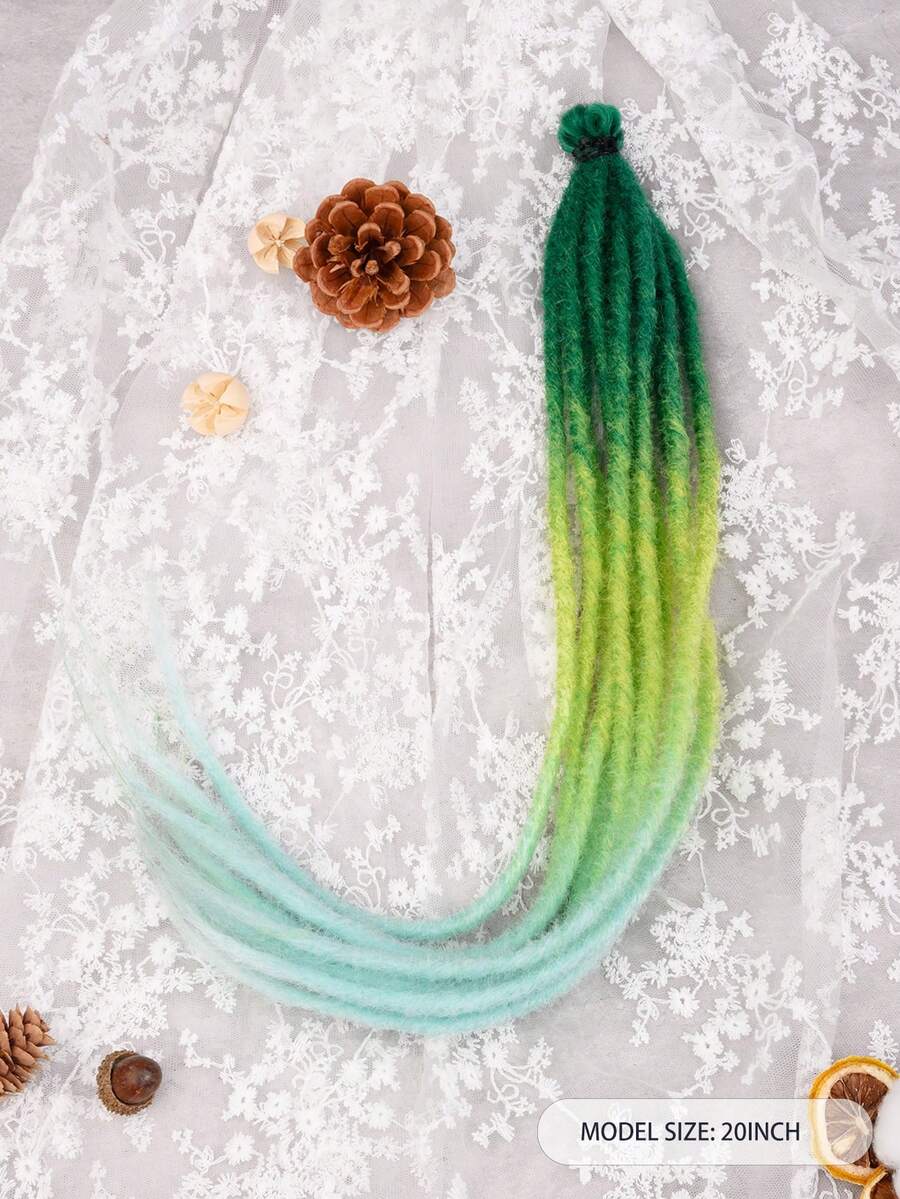 20 Inch 10 Strands Dreadlock Extensions Reggae Hip-Hop Synthetic Hair Hippie Style Hair Dread Braids For Women And Men - Mint Green - View 1
