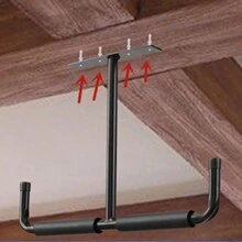 Stainless Steel T-Shaped Hook For Ceiling, Fishing Rod, Bike Mount, Wall Storage Rack - Multipurpose Organizer - Black - View 8