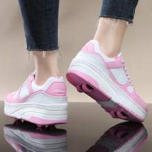 野外運動四輪滑輪鞋,可拆卸超輕兒童滾輪溜冰鞋,男女童輪鞋 - 粉色 - 查看 6