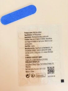 24入組可愛鬆短方形設計巧克力棕色漸層指甲貼片(秋冬款),包括1支果凍膠和1個指甲文件 - 巧克力棕 - 查看 3