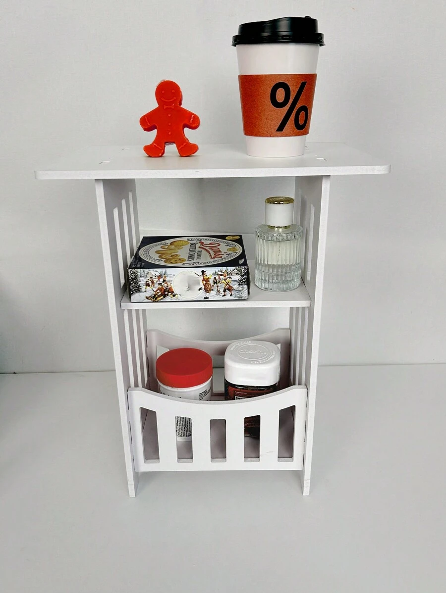 1張北歐風格白色pvc折疊桌,ins風家庭儲物架,家居裝飾桌 - 一個白色折疊桌子 - 查看 1