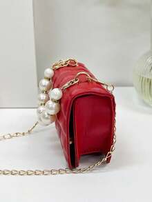 Children Coin Purse Shoulder Bag Princess Pearl Texture Tote Bag Crossbody Handbag For Outdoor And Daily Use - Red - View 4