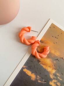 1 对个性化亚克力糖果色螺旋扭曲环耳环，适合女性日常佩戴 - J款式 - 查看 13