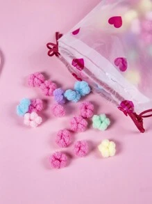 290 件/包混色迷你毛圈布环，带心形印花，适合日常使用、度假、儿童礼物 - 彩色 - 查看 5
