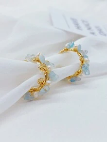 1pair New Design Pearl Stud Earrings, Pearl-Lover's Must-Have, Romantic And Pink Pearls, Unique Design And Elegant Pendant Make It A Great Accessory For Women's Graduation Gift, Workplace, Business And Commercial Occasions. It's Simple, Stylish, Versatile And Slimming, Perfect For Women's Daily Wear, Christmas And Thanksgiving Western Style. - Multicolor - View 6