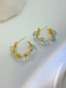 1pair New Design Pearl Stud Earrings, Pearl-Lover's Must-Have, Romantic And Pink Pearls, Unique Design And Elegant Pendant Make It A Great Accessory For Women's Graduation Gift, Workplace, Business And Commercial Occasions. It's Simple, Stylish, Versatile And Slimming, Perfect For Women's Daily Wear, Christmas And Thanksgiving Western Style. - Multicolor - View 4