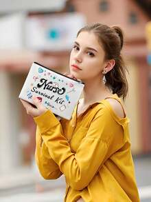 護士禮物化妝包,日常使用禮物袋 - 白色 - 查看 4