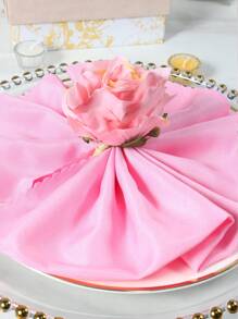 2-200pcs Artificial Rose Napkin Rings, Suitable For Table Decoration, Wedding, Family Dinner, Party, Christmas, Thanksgiving, Birthday - Pink - View 7