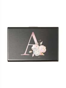 1pc 6-Card Slots Card Holder, Men's RFID Blocking Aluminum Alloy Super Slim Wallet, Letter Print Wallet - Black - View 16