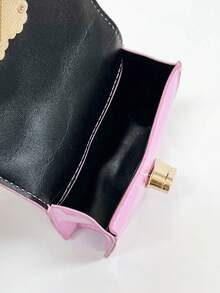 Children's Pearl Crossbody Bag, Pu Satchel, Fashionable Rhombus Grid Square Bag - Pink - View 7