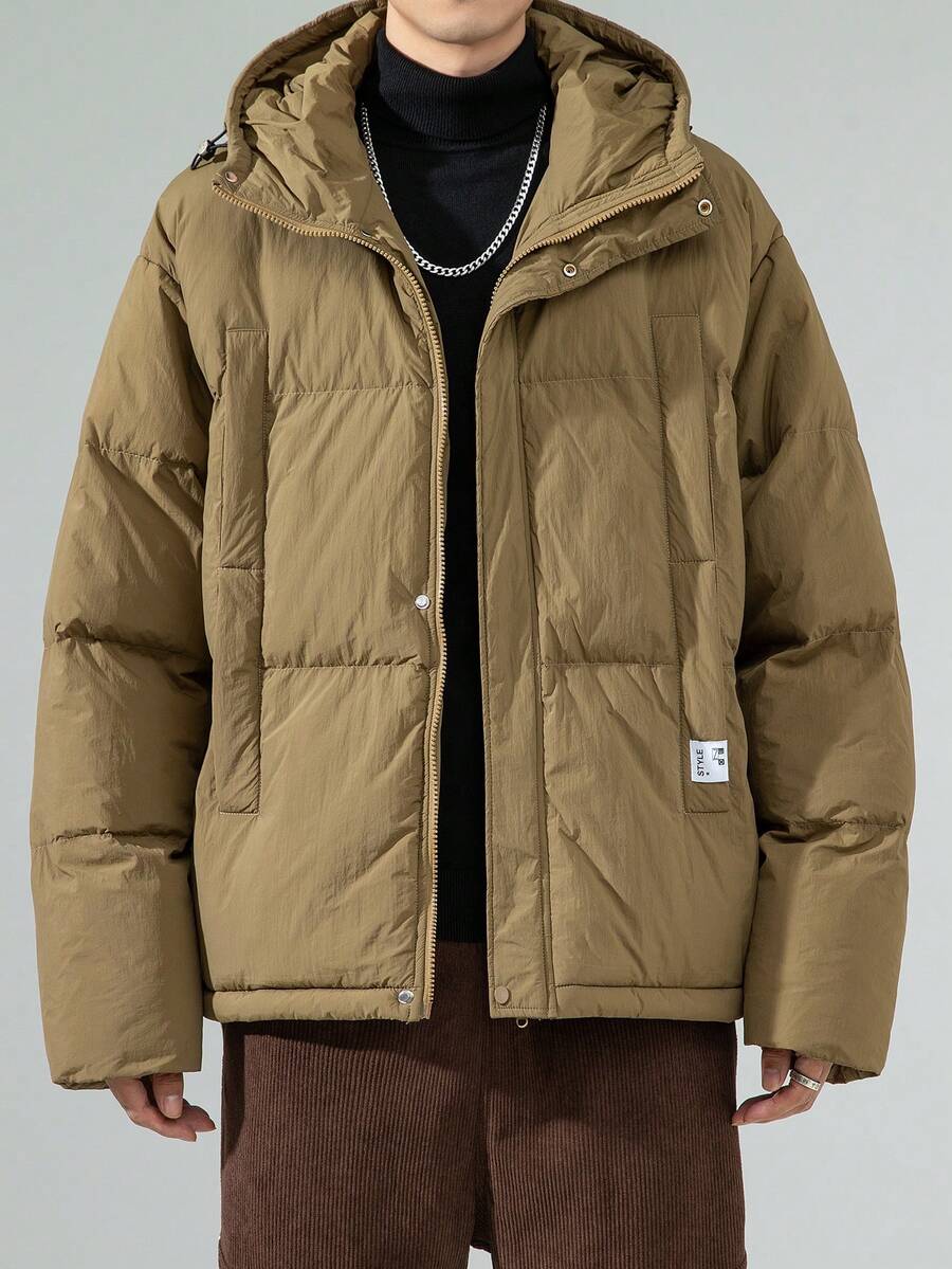 Men's New Windproof And Cold-Resistant Hooded Coat - Khaki - View 1