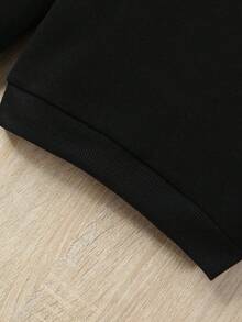 小男孩 2024 新年快樂印花運動休閒圓領運動衫,秋冬 - 黑色 - 查看 4