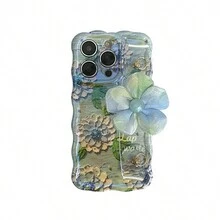 DIY藍色油畫花卉手繩斜跨手機殼,配有肩帶,適用於iPhone 15 14 13 12 11 Pro Max,保護套 - 斜跨手機殼 - 查看 8