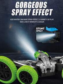 1入組兒童驚險遙控車2.4g恐龍噴霧rc特技車雙面越野自卸車電動玩具車,適合男孩和女孩的禮物 - 綠色 - 查看 6
