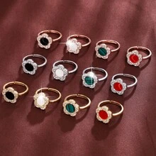 1pc Delicate Cubic Zirconia Decor Women's Everyday Wear Ring - Multicolor - View 11