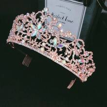 Wedding Bridal Crown, European And American Style Rose Gold & Glittering Diamond Rhinestones Headband Tiaras For Women - Rose Gold Colored Diamonds - View 6