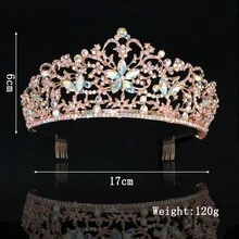 Wedding Bridal Crown, European And American Style Rose Gold & Glittering Diamond Rhinestones Headband Tiaras For Women - Rose Gold Colored Diamonds - View 2