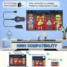 手機螢幕鏡像適配器,無線手機/電腦/平板電腦視頻轉換器 - 黑色 - 查看 7