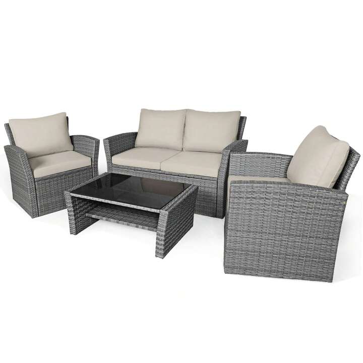 Gymax 4pcs best sale patio rattan