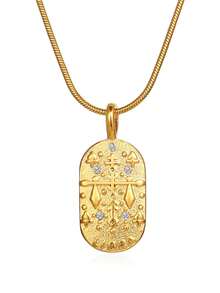 1pc Elegant & Fashionable 12 Constellations Pendant Necklace With Diamond Inlaid, Stainless Steel, Ideal For Daily Wear - Taurus - View 12