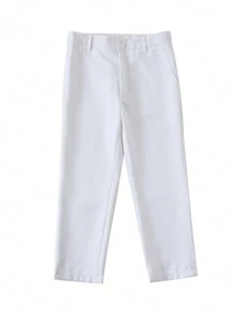 年輕男孩白色吊帶紳士套裝四件套,包括褲子、襯衫、吊帶和領帶 - 白色 - 查看 5