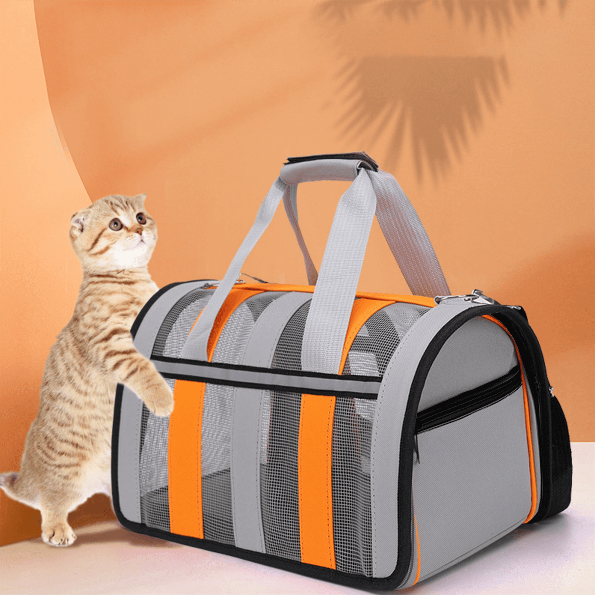 1pc Breathable and Foldable Portable Pet Carrier for Small Cats and