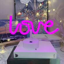 Shenzhi Tech 1pc Love Letter LED Neon Sign,Atmosphere Lighting Battery Or USB Powered Night Light For Home,Birthday,Wedding,Bedroom Decor - Pink - View 4