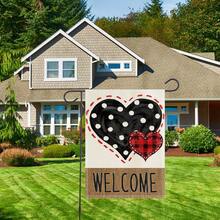 1入組情人節紅色和黑色心形庭院園林雙面印刷迎賓旗,適用於戶外庭院花園裝飾和活動裝飾（不包括鐵支架） - 彩色 - 查看 6